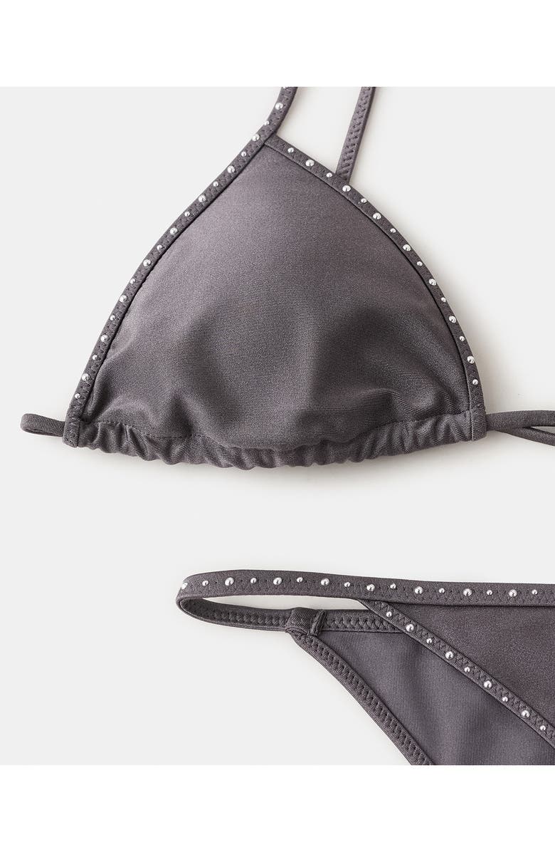 MANGO Studded Bikini Bottoms, Alternate, color, Grey