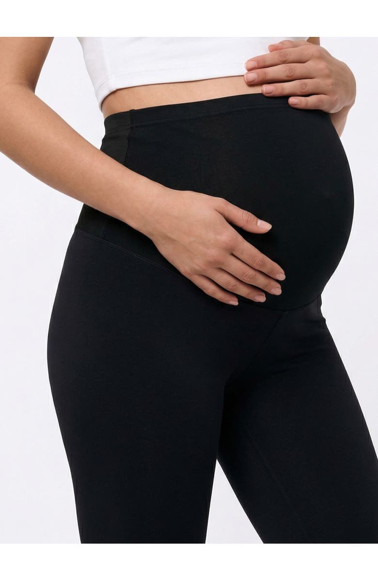 MOTHERHOOD MATERNITY Essential Stretch Secret Fit Over the Belly Maternity Crop Leggings, Alternate, color, Black