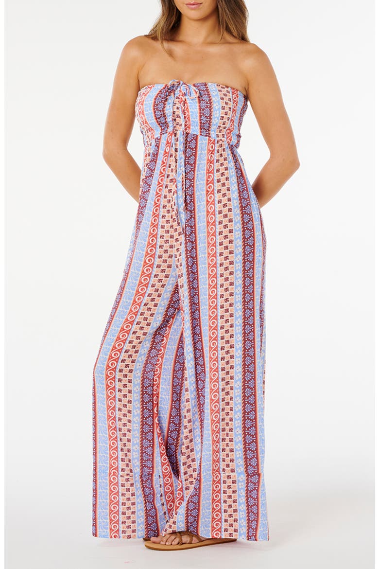 Ventura Smocked Strapless Wide Leg Jumpsuit, Main, color, BLUE MULTI