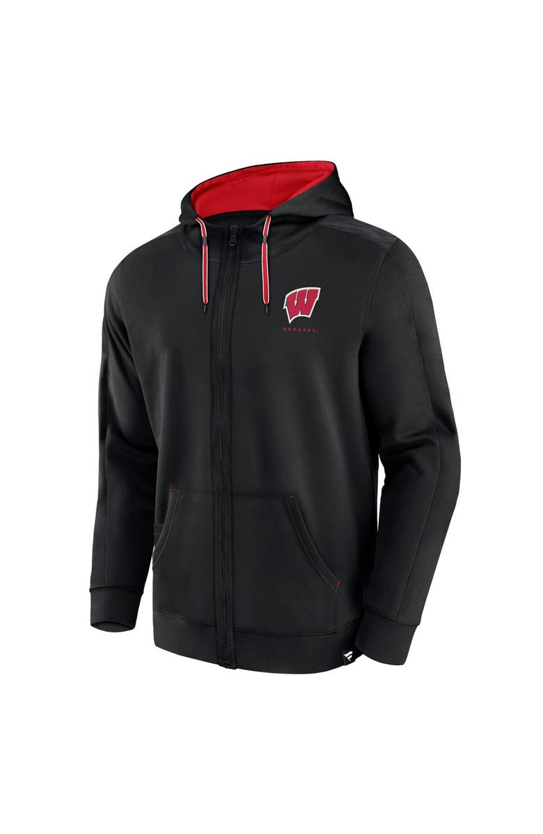 FANATICS Men's Fanatics Branded Black Wisconsin Badgers Power Index Full-Zip Hoodie, Alternate, color, Black