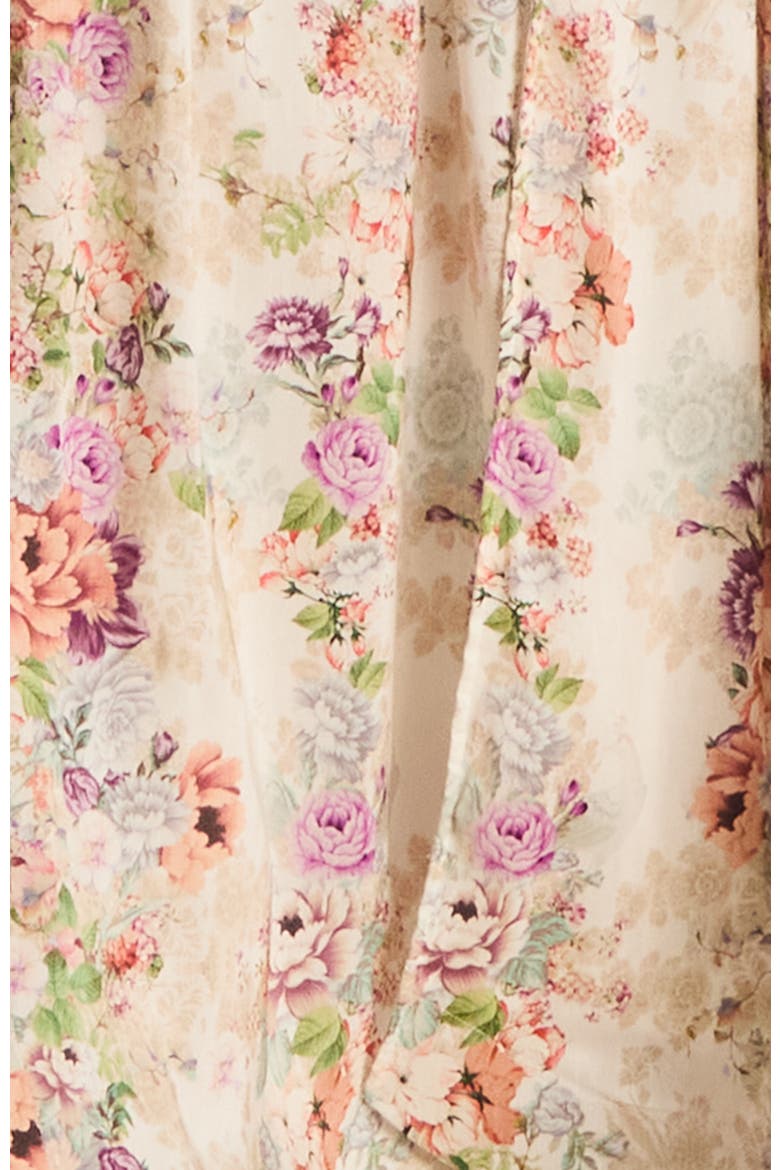 Cascade Collar Jean Short Sleeve Shirt, Alternate, color, White Floral Print