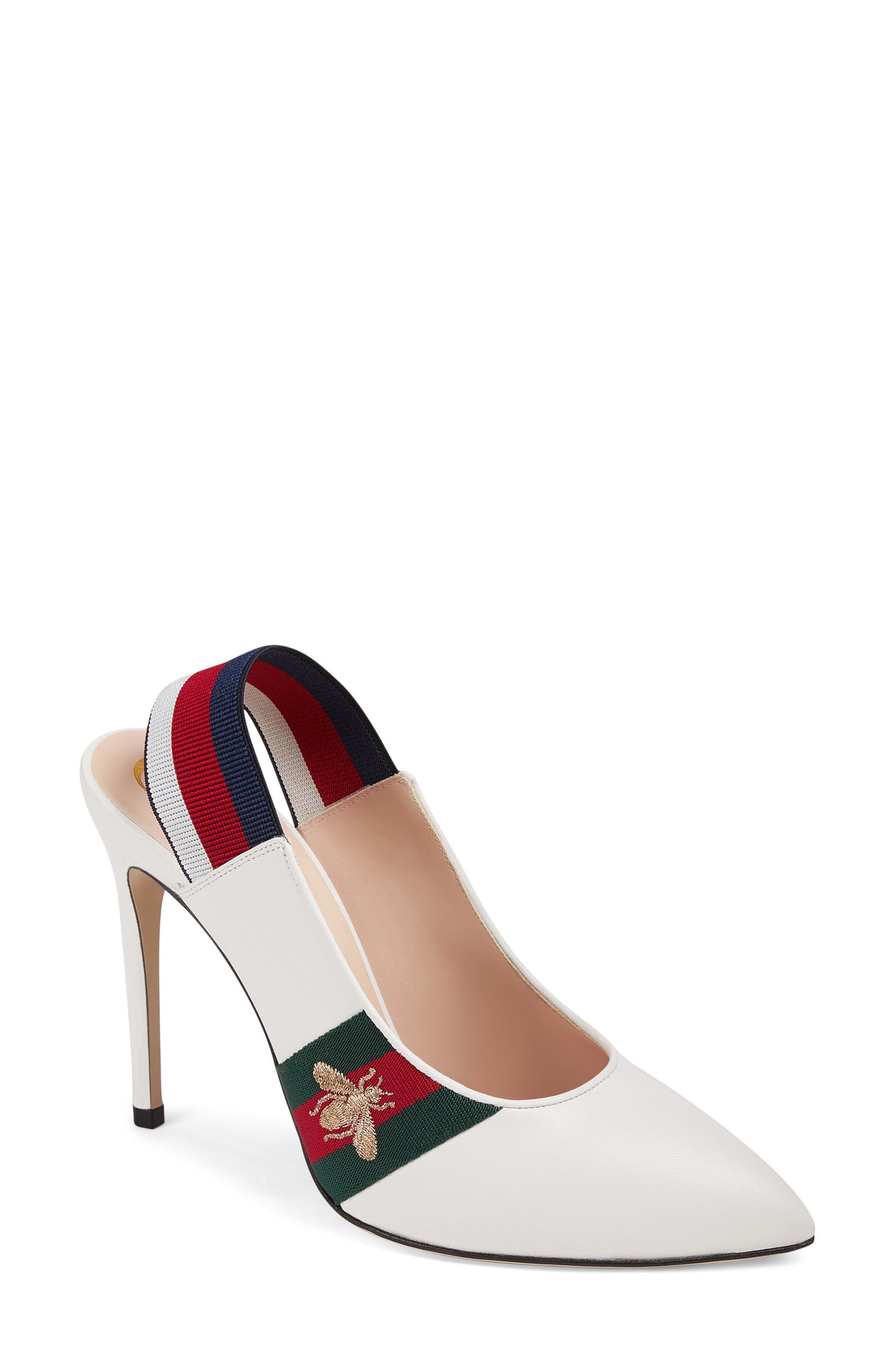 Sylvie Bee Slingback Pump, Main, color, WHITE