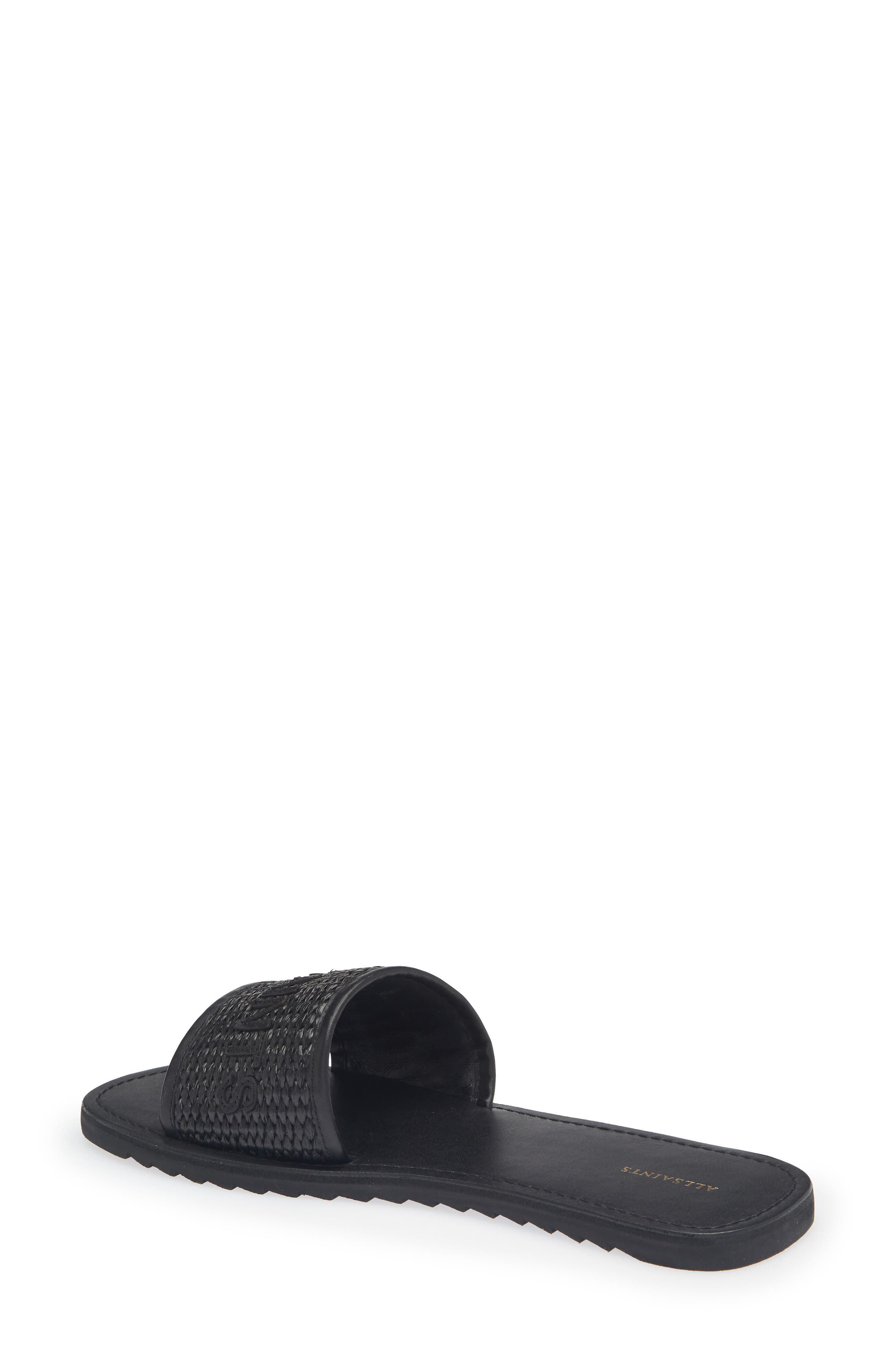 AllSaints Hoxton Woven Slide Sandal, Alternate, color, Black/ Black