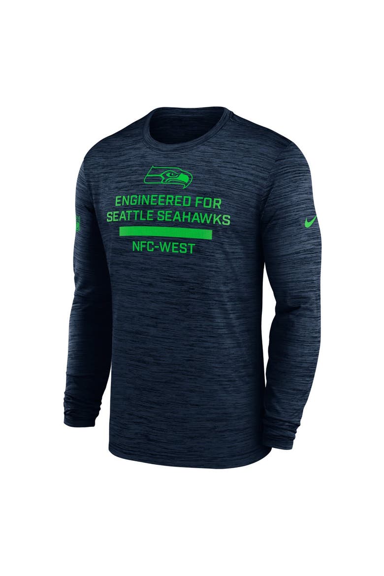 Men's Nike College Navy Seattle Seahawks Sideline Velocity Performance Long Sleeve T-Shirt, Alternate, color, College Navy