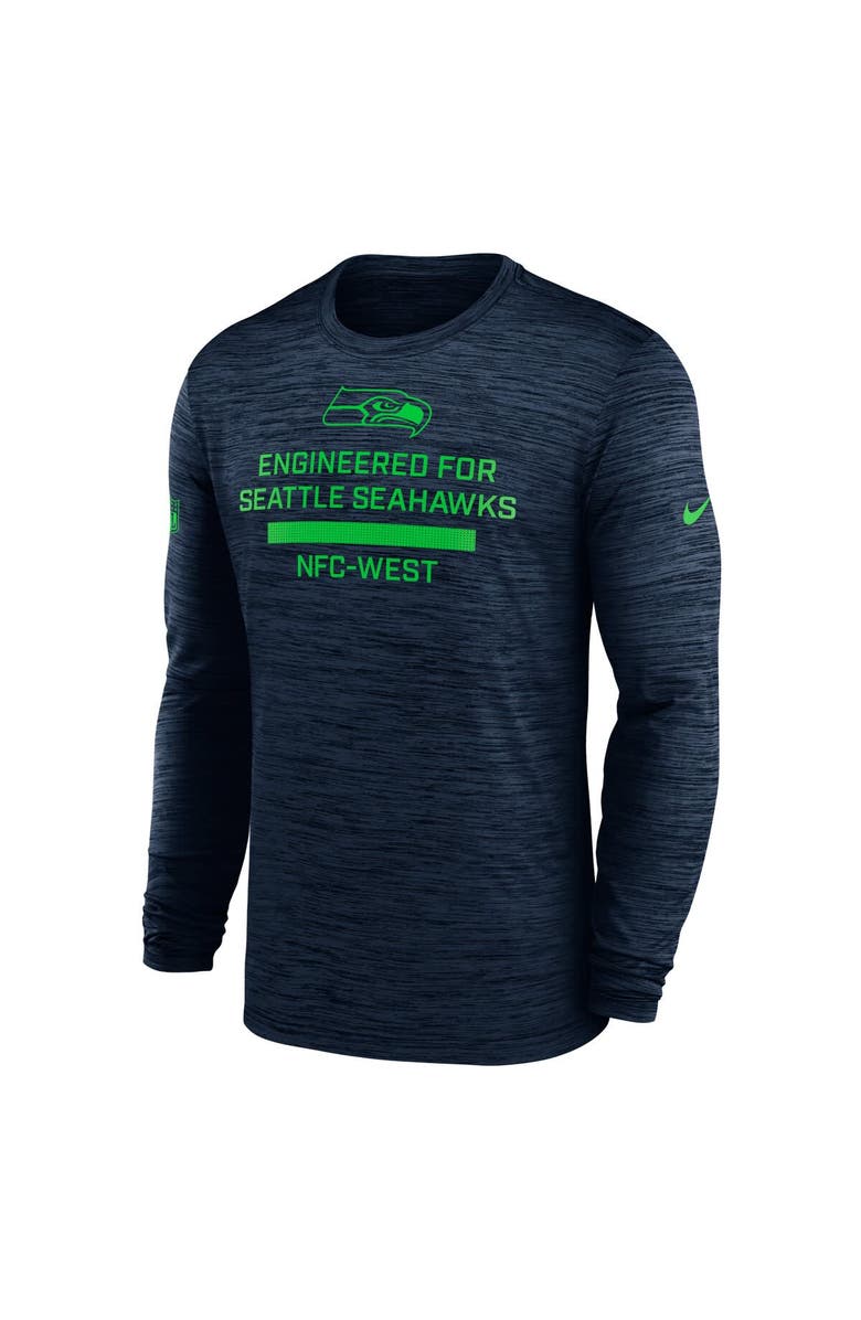 Nike Men's Nike College Navy Seattle Seahawks Sideline Velocity Performance Long Sleeve T-Shirt, Alternate, color, College Navy