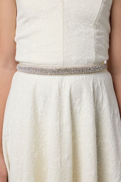 Un Deux Trois Stretchy Glitter Rhinestone Belt In Metallic
