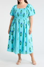 SUGARLIPS Maray Floral Smocked Midi Dress