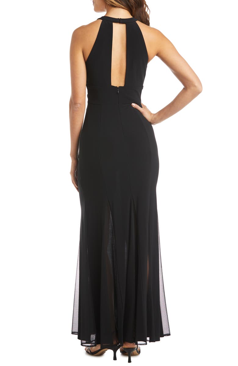 Morgan & Co. Cleo Crystal Detail Open Back Gown, Alternate, color, 