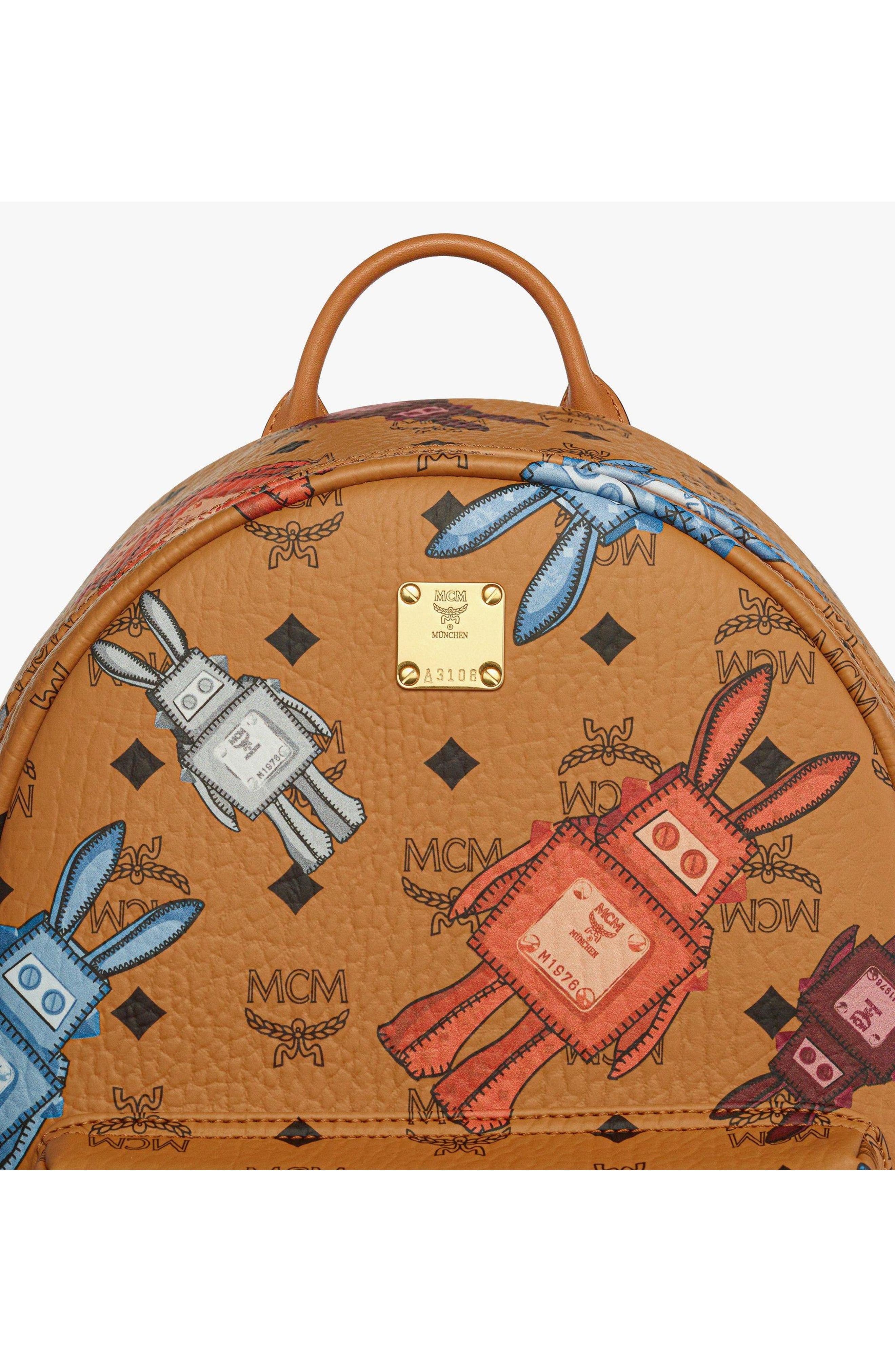MCM Medium Stark Backpack in Rabot Visetos, Alternate, color, Cognac