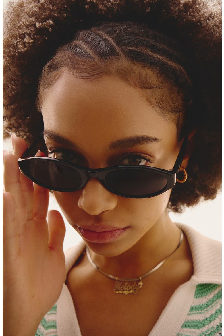 Aura Points 55mm Oval Sunglasses, Alternate, color, BLACK/ SMOKE