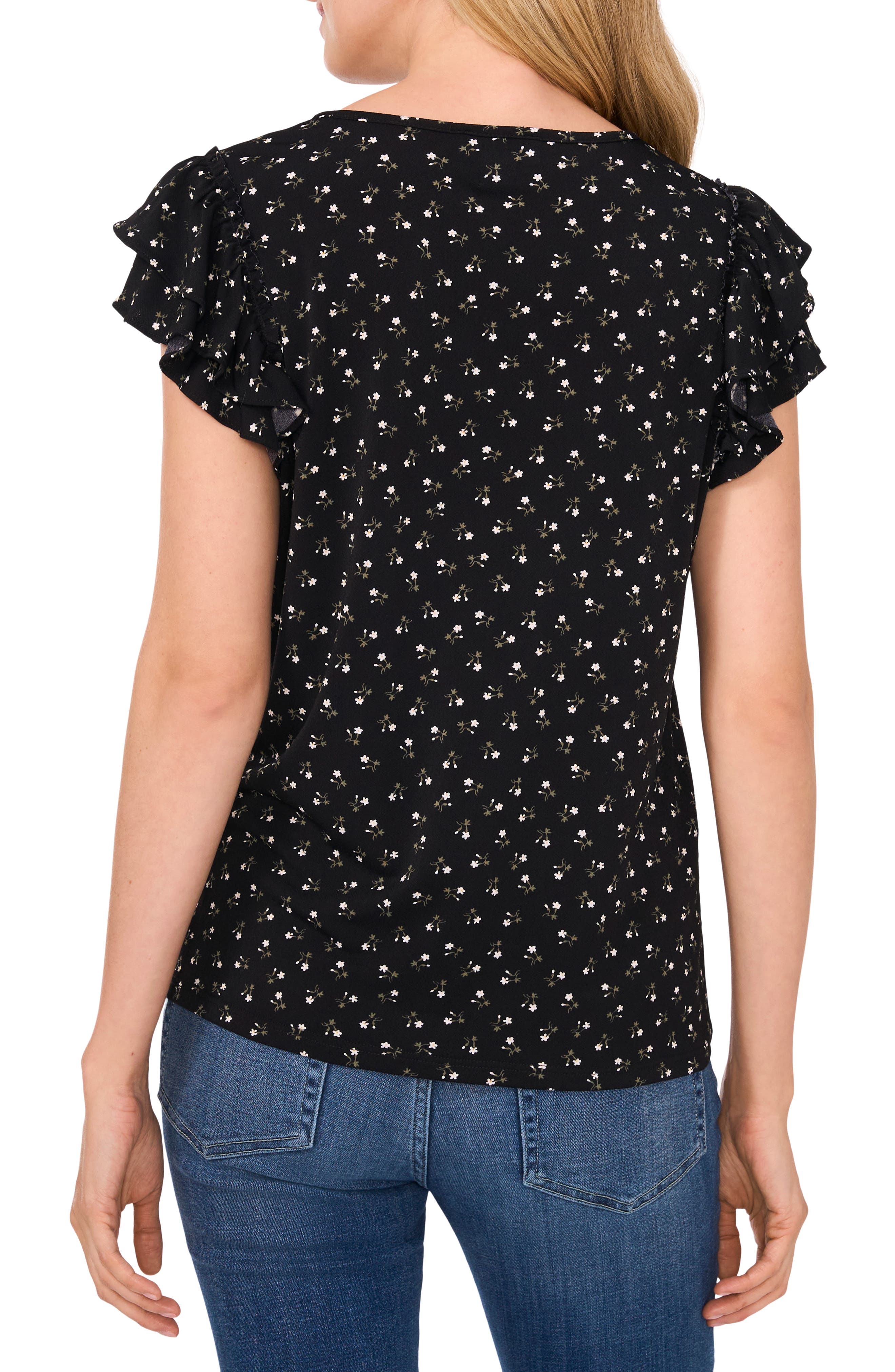 Floral Double Ruffle Sleeve Top - image 2
