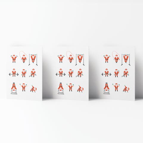 Holiday Winter Card Pack (3ct) Santa Working Out