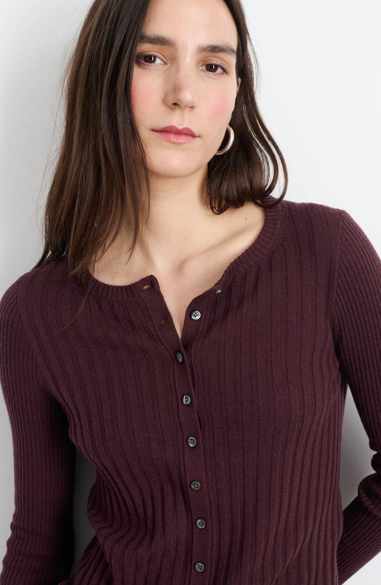 Alex Mill Rib Cardigan, Alternate, color, Mahogany