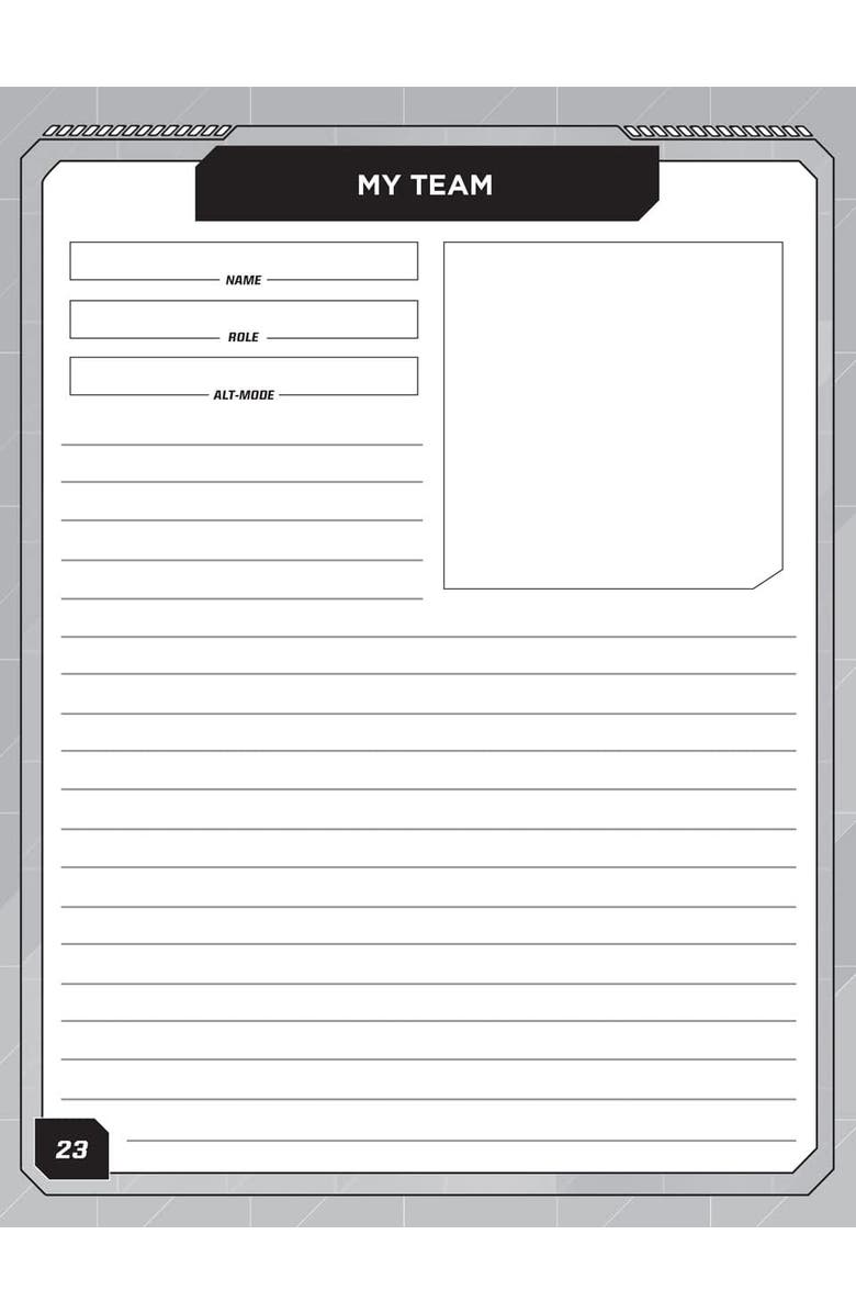 Renegade Game Studios Transformers Roleplaying Game Expanded Character Sheet Journal, Alternate, color,