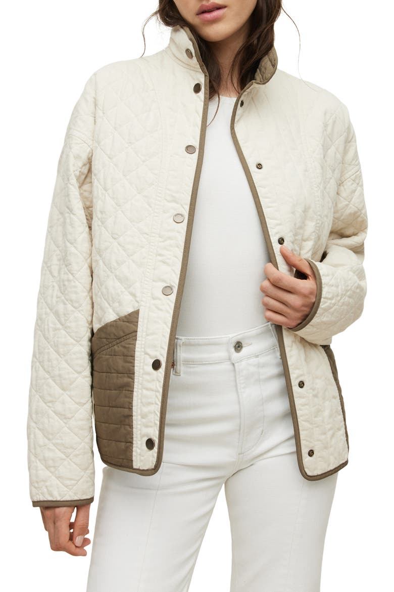 Madison Reversible Quilted Cotton Jacket, Main, color, WHITE/ KHAKI