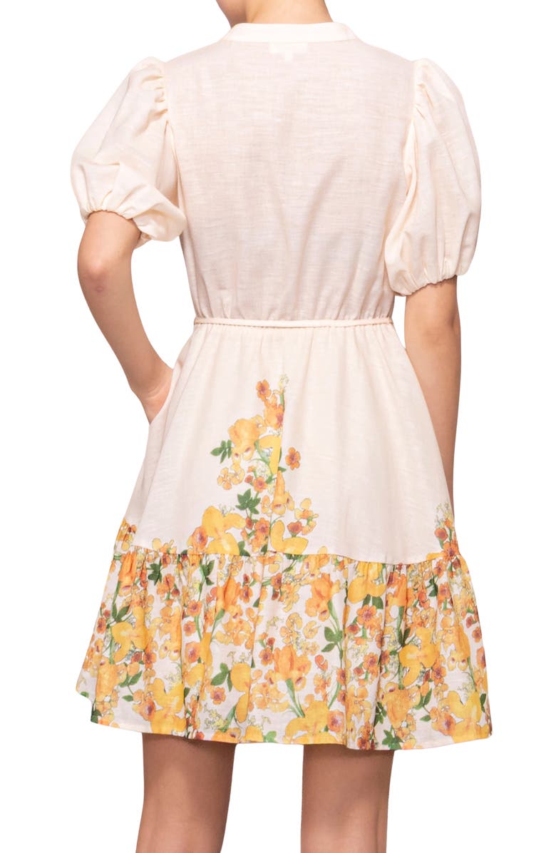 MELLODAY Border Print Dress, Alternate, color, Ivory Yellow