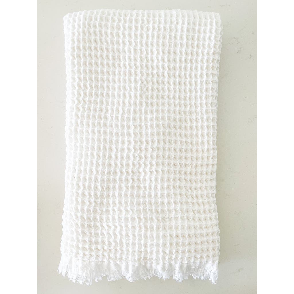 Anaya Turkish Cotton Waffle Bath Towels In White