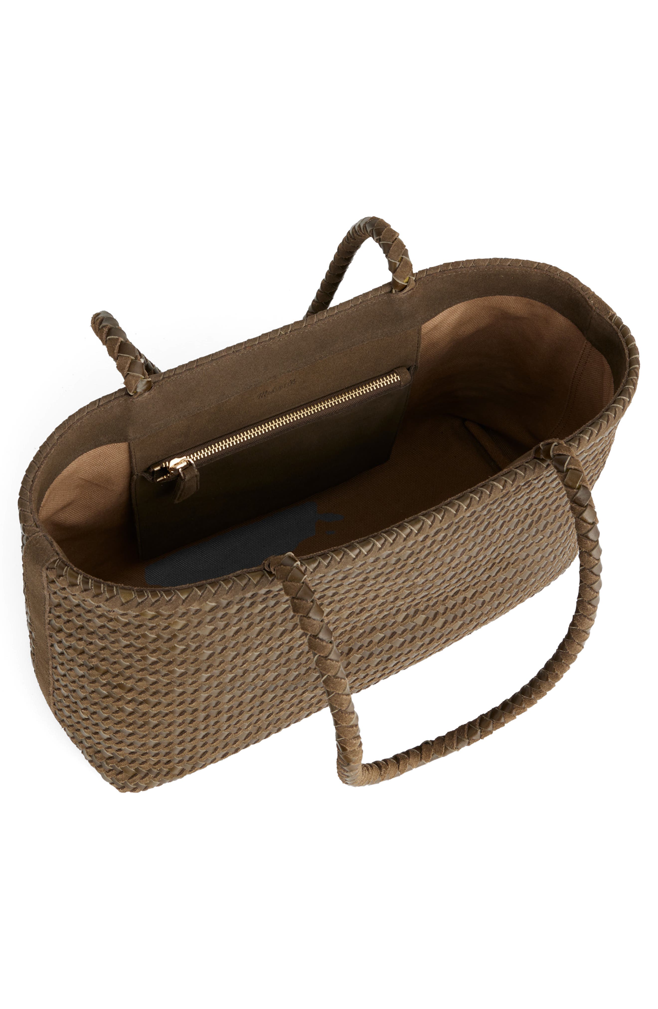 Handwoven Suede Leather Tote, Alternate, color, FADED OLIVE