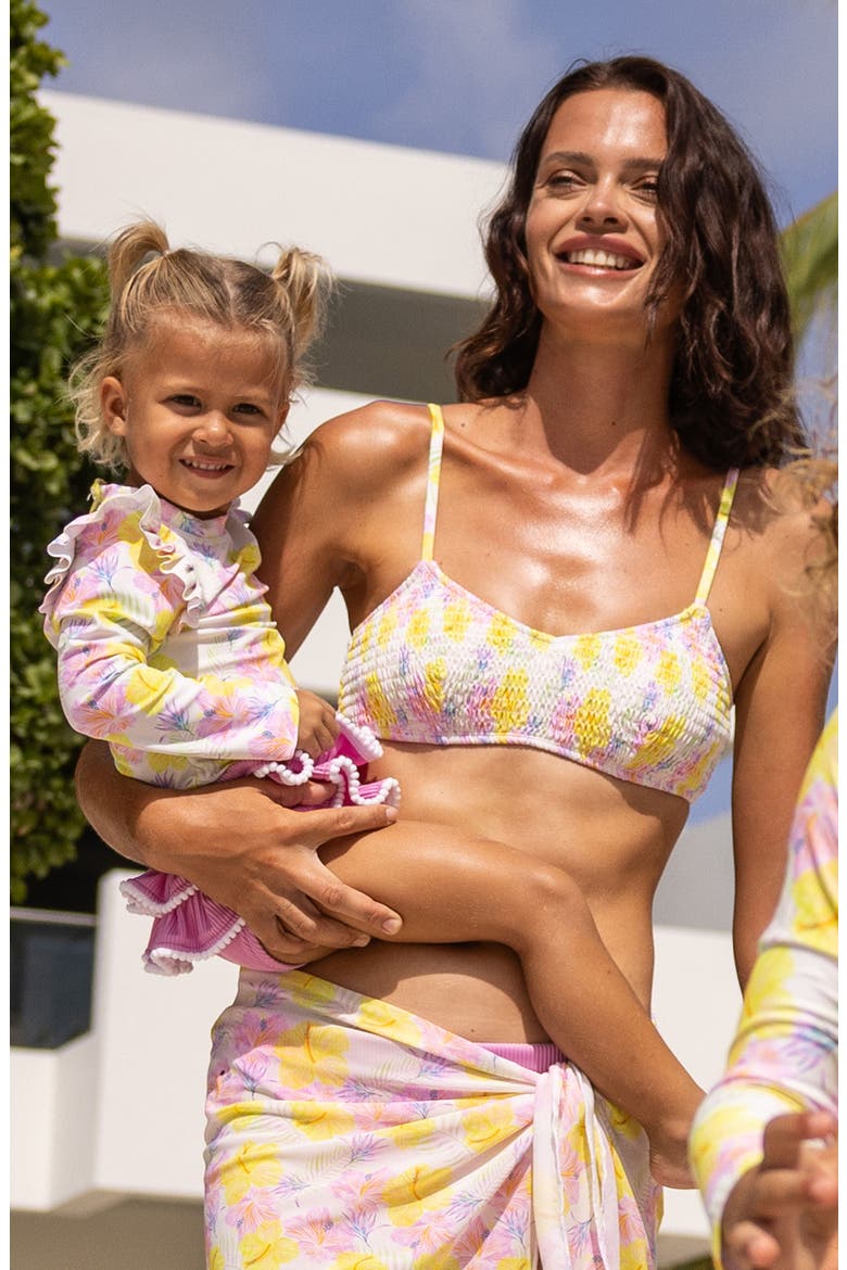 Ruffle Long Sleeve UPF 50+ Two-Piece Swimsuit, Alternate, color, MULTI