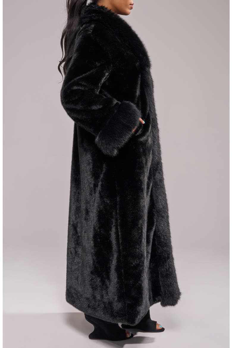 Josefina Faux Fur Trench Coat, Alternate, color, BLACK