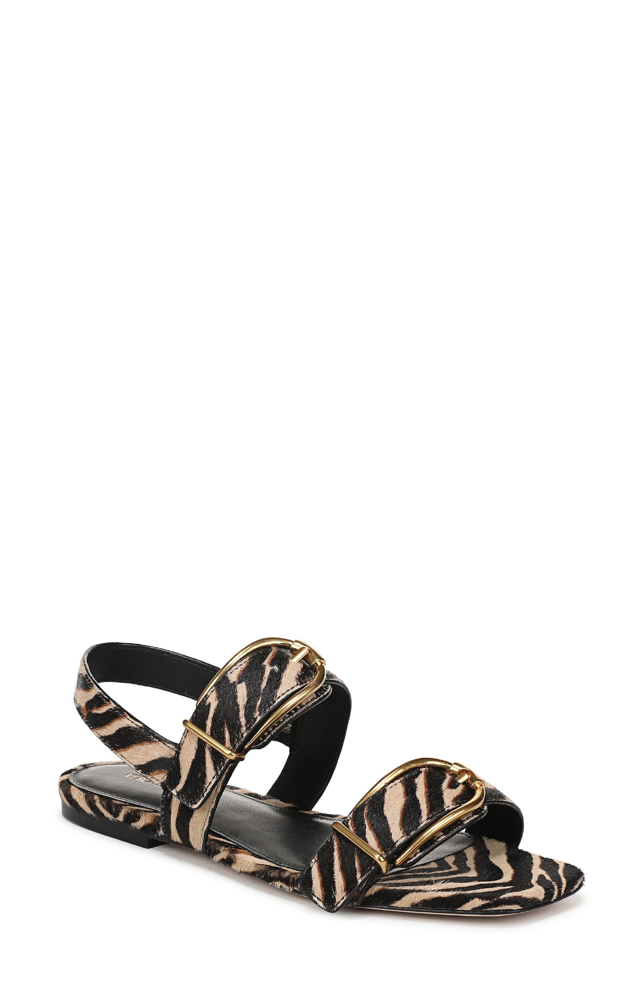 Veronica Beard Maglio-2 Genuine Calf Hair Sandal, Main, color, Ziger Brown Leather