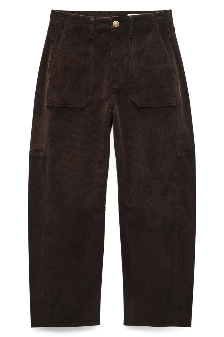 Charlie Super High Waist Crop Barrel Corduroy Jeans, Alternate, color, DBRWN