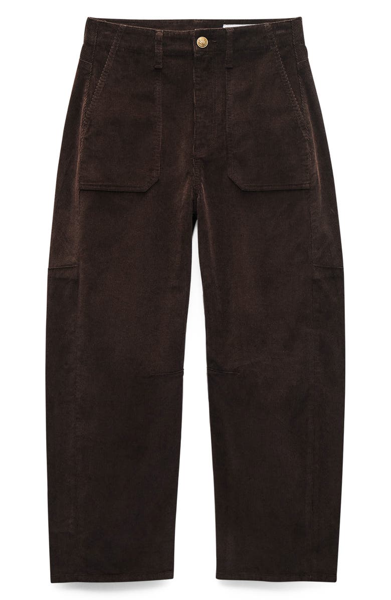 rag & bone Charlie Super High Waist Crop Barrel Corduroy Jeans, Alternate, color, Dark Brown