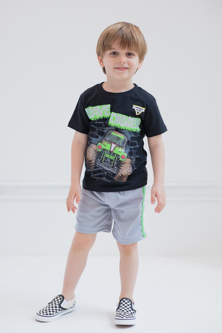 Athletic 2-Piece T-Shirt and Shorts Set, Alternate, color, Grave Digger Black