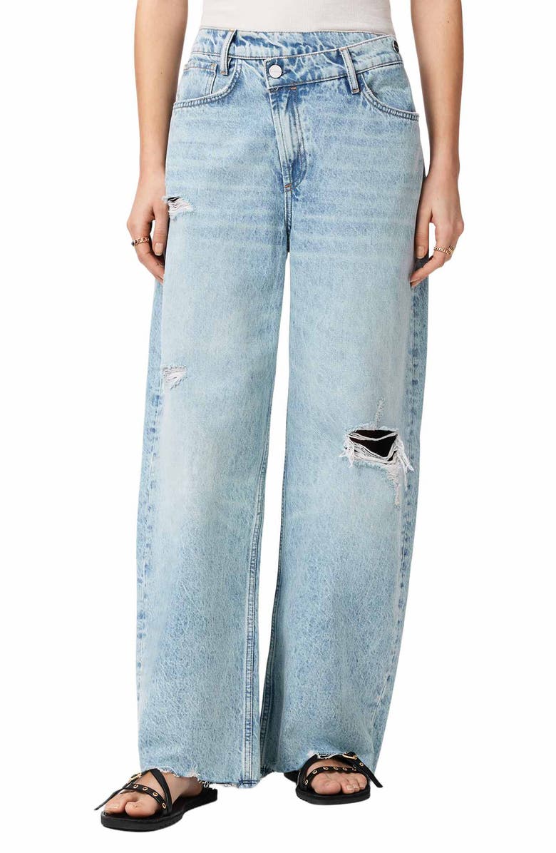 AllSaints Aki Crossover Ripped Wide Leg Jeans, Main, color, 