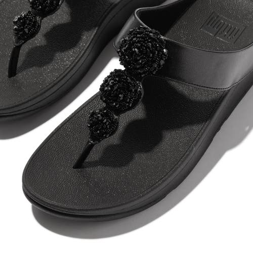 Fitflop Fino Beadie-button Metallic Toe-post Sandals In Black