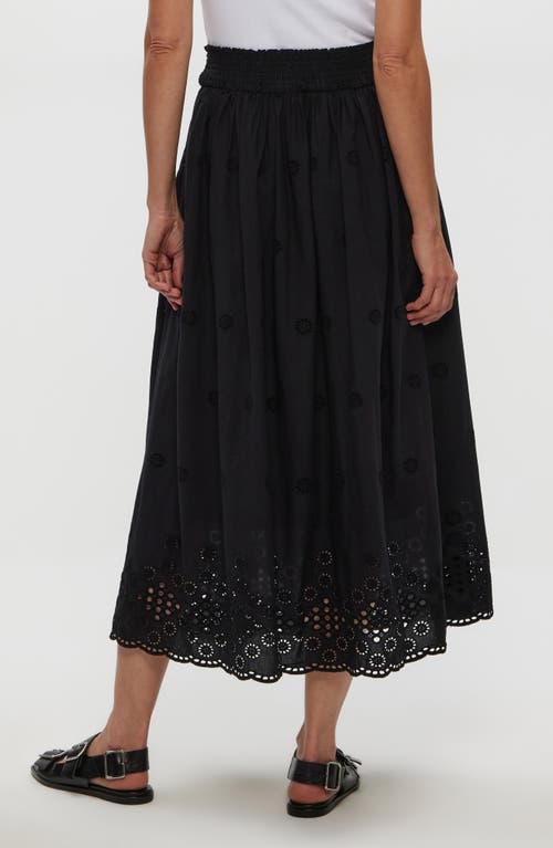 Michael Stars Grace Embroidered Eyelet Cotton Midi Skirt In Black