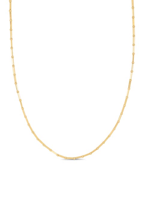 14K Gold Beaded Chain Necklace