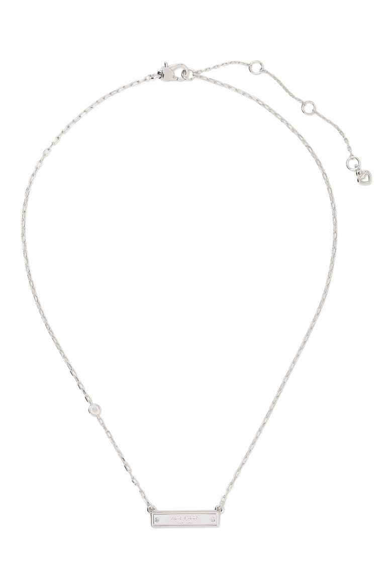sam icon bar necklace, Main, color, CLEAR/ SILVER.