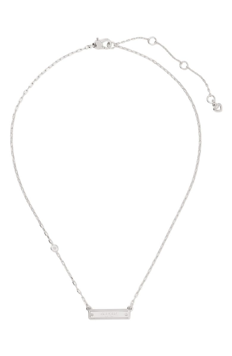 Kate Spade New York sam icon bar necklace, Main, color, Clear/ Silver.
