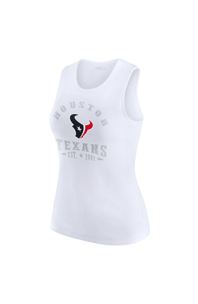 WEAR by Erin Andrews Women's WEAR by Erin Andrews White Houston Texans Ribbed Graphic Tank Top, Alternate, color, White
