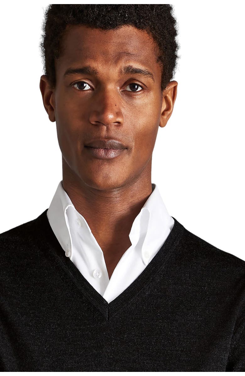Charles Tyrwhitt Pure Merino V Neck Sweater, Alternate, color, Dark Charcoal