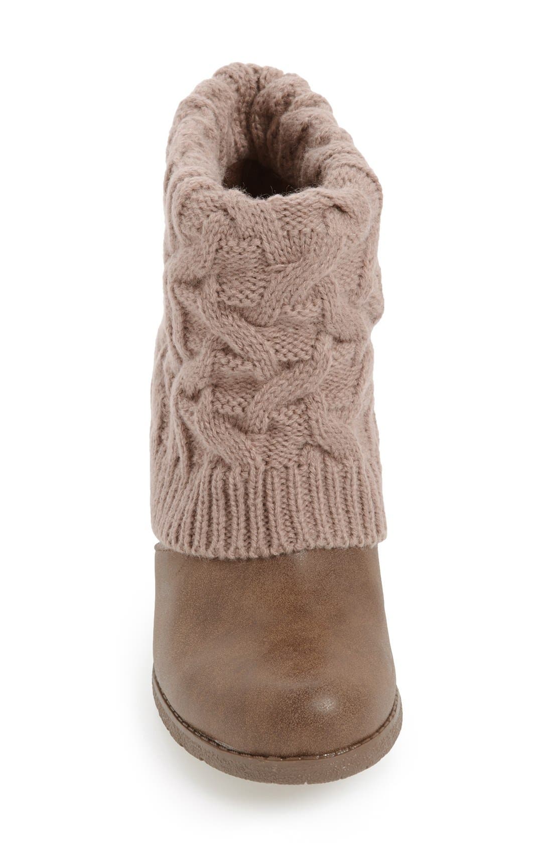 'Chris' Knit Cuff Bootie, Alternate, color, BROWN