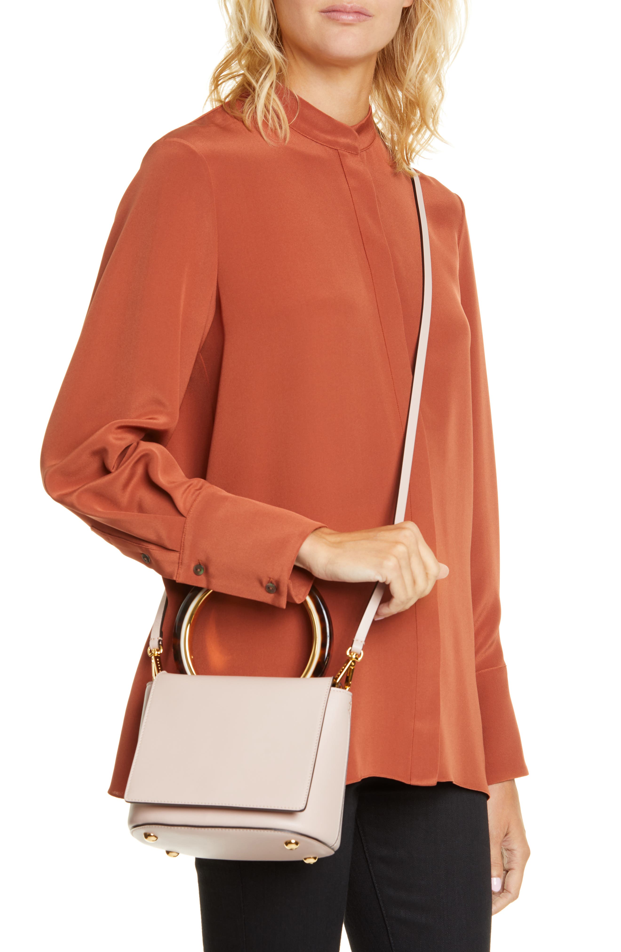 Marni Ring Handle Leather Bag, Alternate, color, 