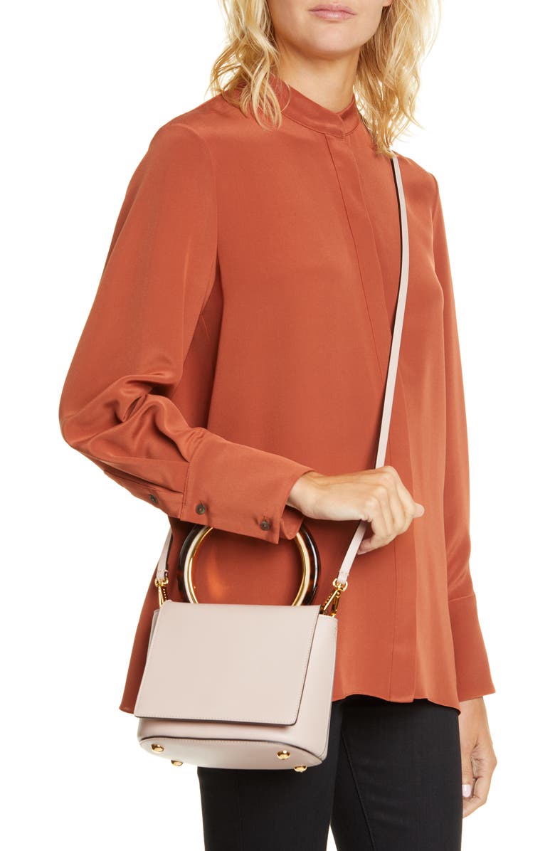 Marni Ring Handle Leather Bag, Alternate, color,