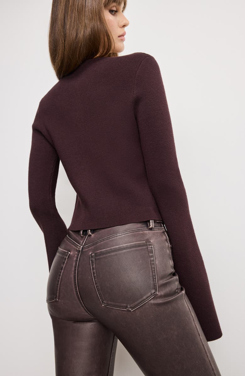 Good American High Waist Faux Leather Bootcut Pants, Alternate, color, Vamp001