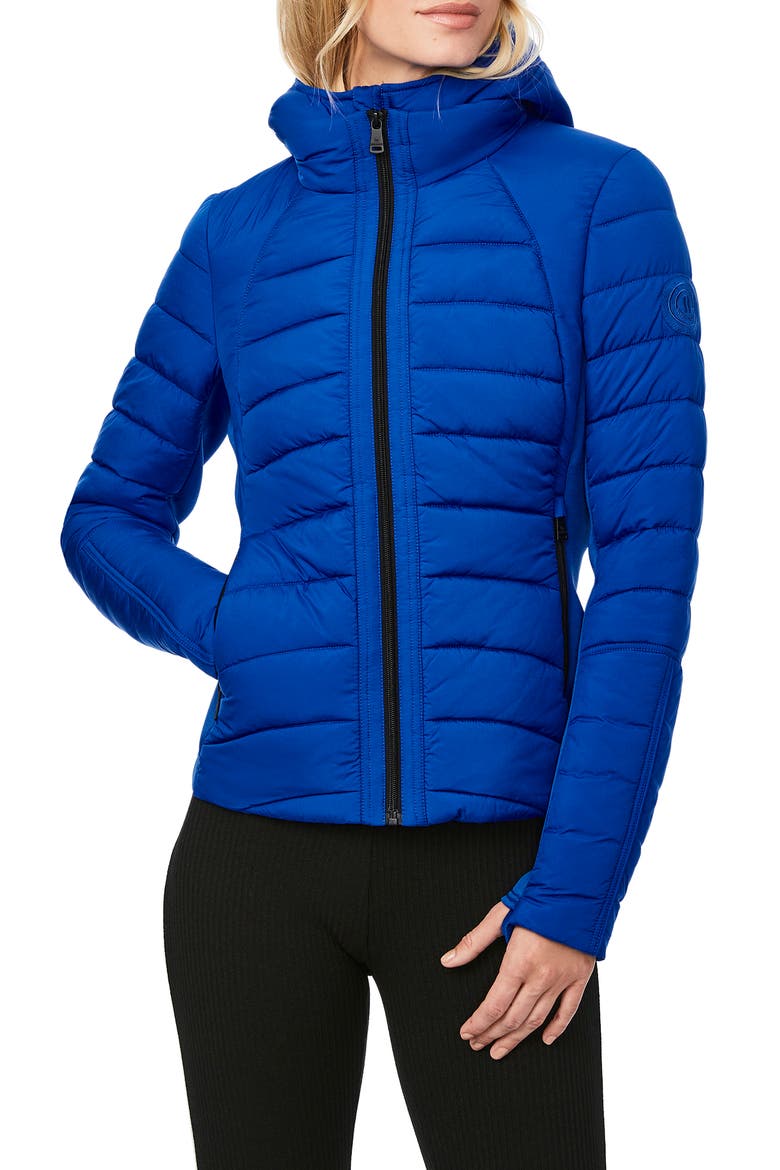 Hooded Quilted Water Repellent Jacket, Main, color, COBALT