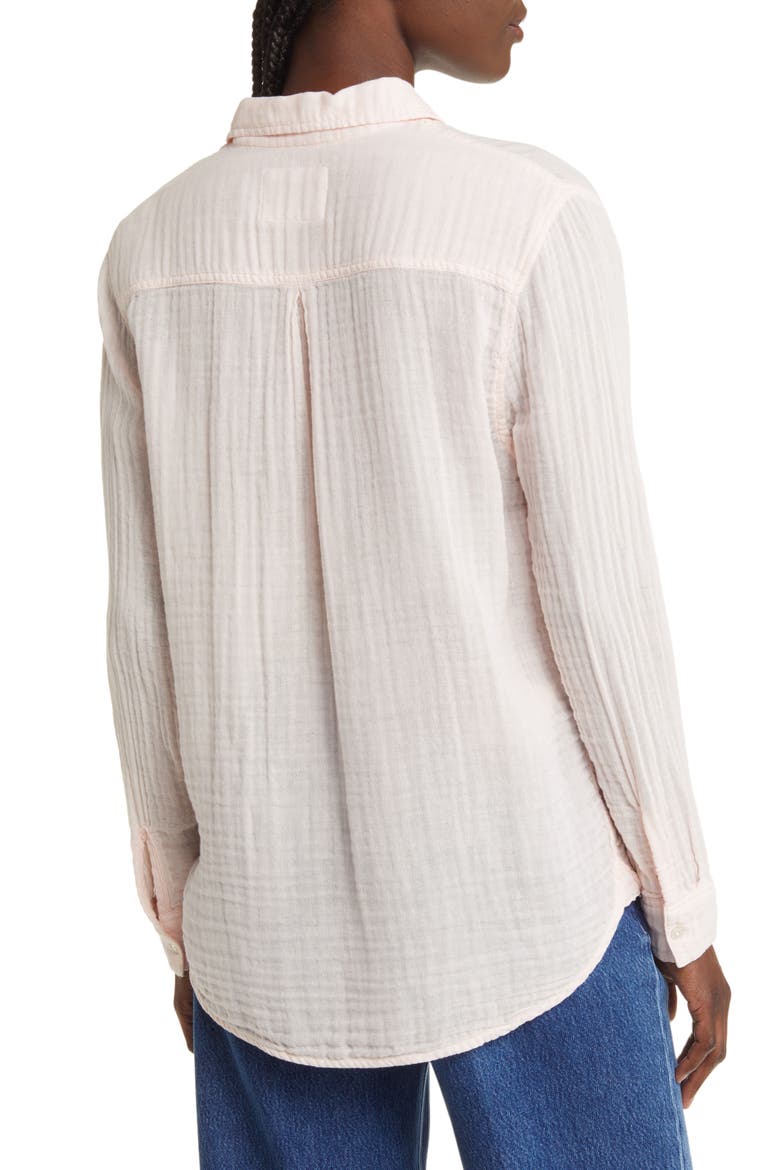 Ellis Cotton Gauze Button-Up Shirt, Alternate, color, PETAL