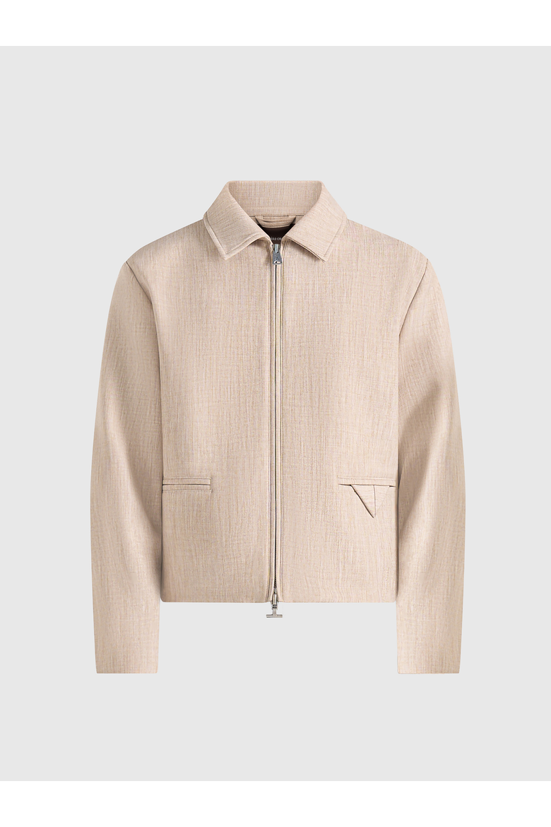 Amir Boxy Hatched Harrington Jacket, Alternate, color, Beige