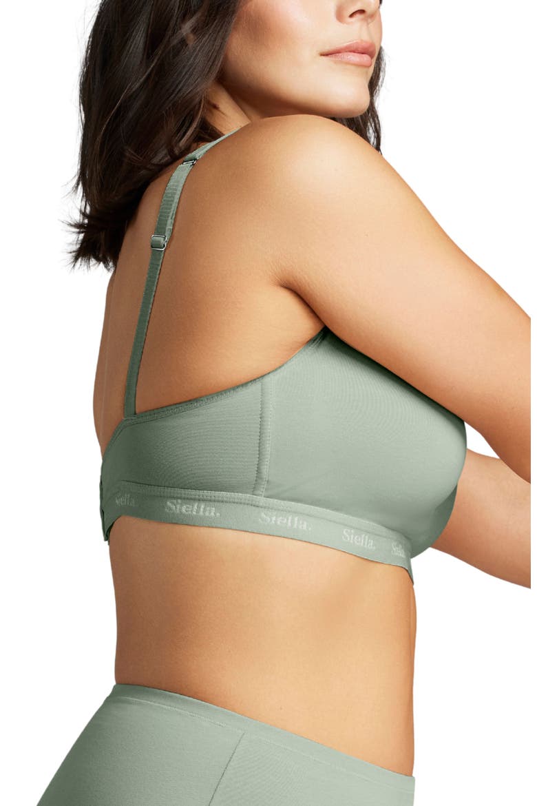 Organic Cotton Plunge Foam Bra, Alternate, color, Sage