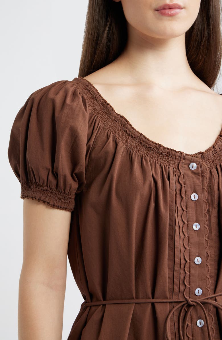 Damson Madder Jayne Organic Cotton Minidress, Alternate, color, Chocolate