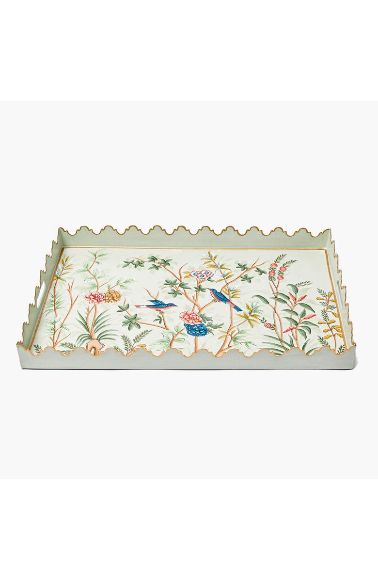 Mrs. Alice Chinoiserie Tole Tray, Main, color, Green