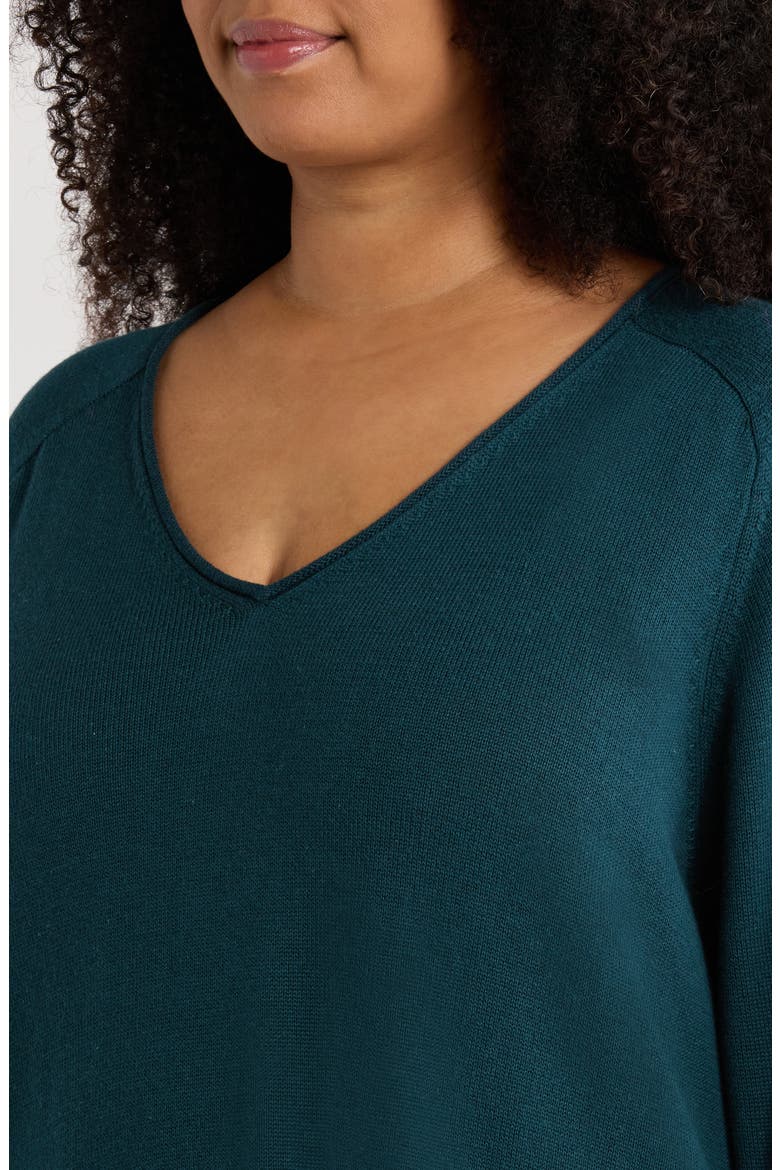 V-Neck Organic Cotton Blend Sweater, Alternate, color, ALPINE