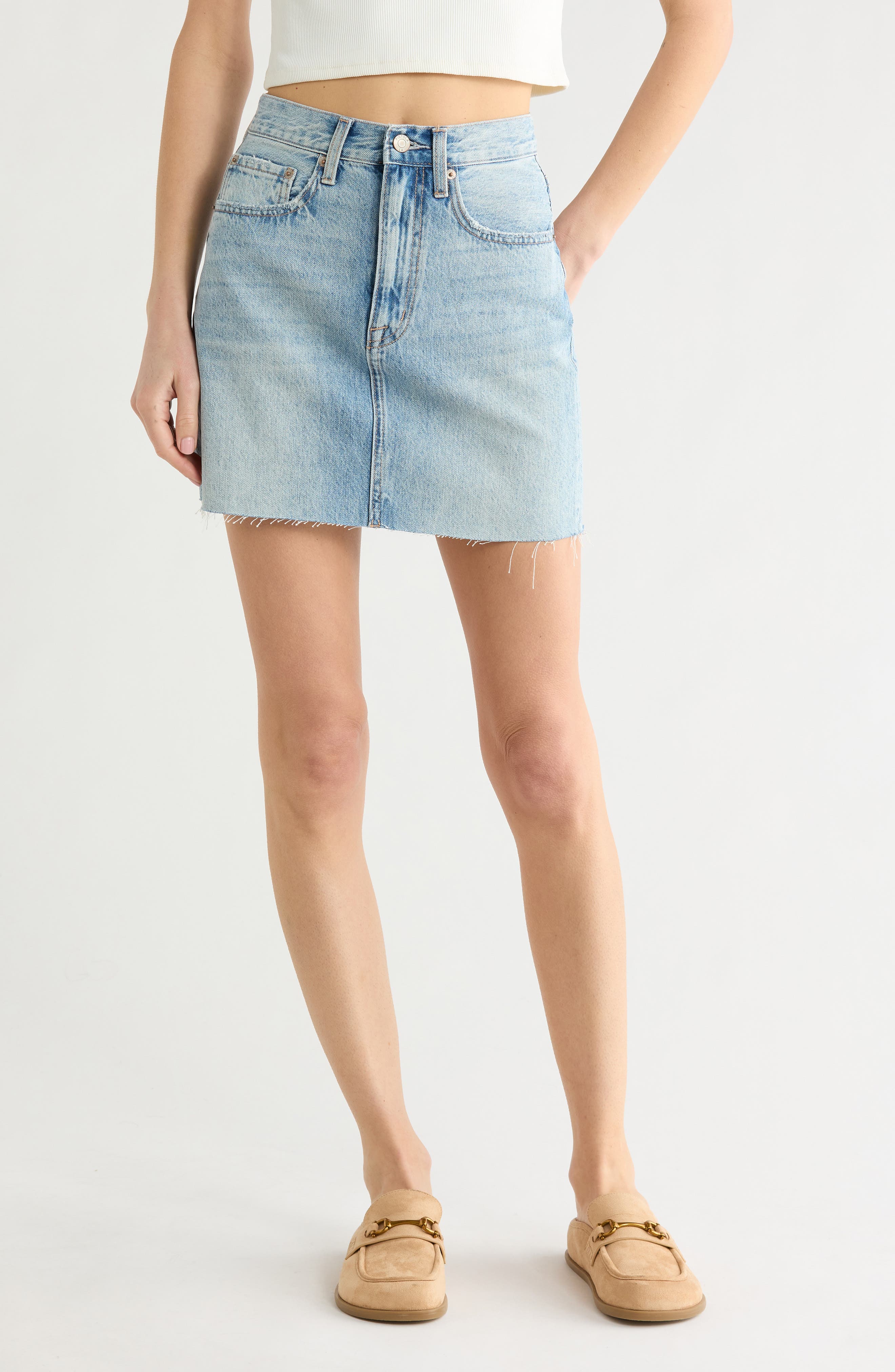 Pistola Skye High Waist Denim Miniskirt
