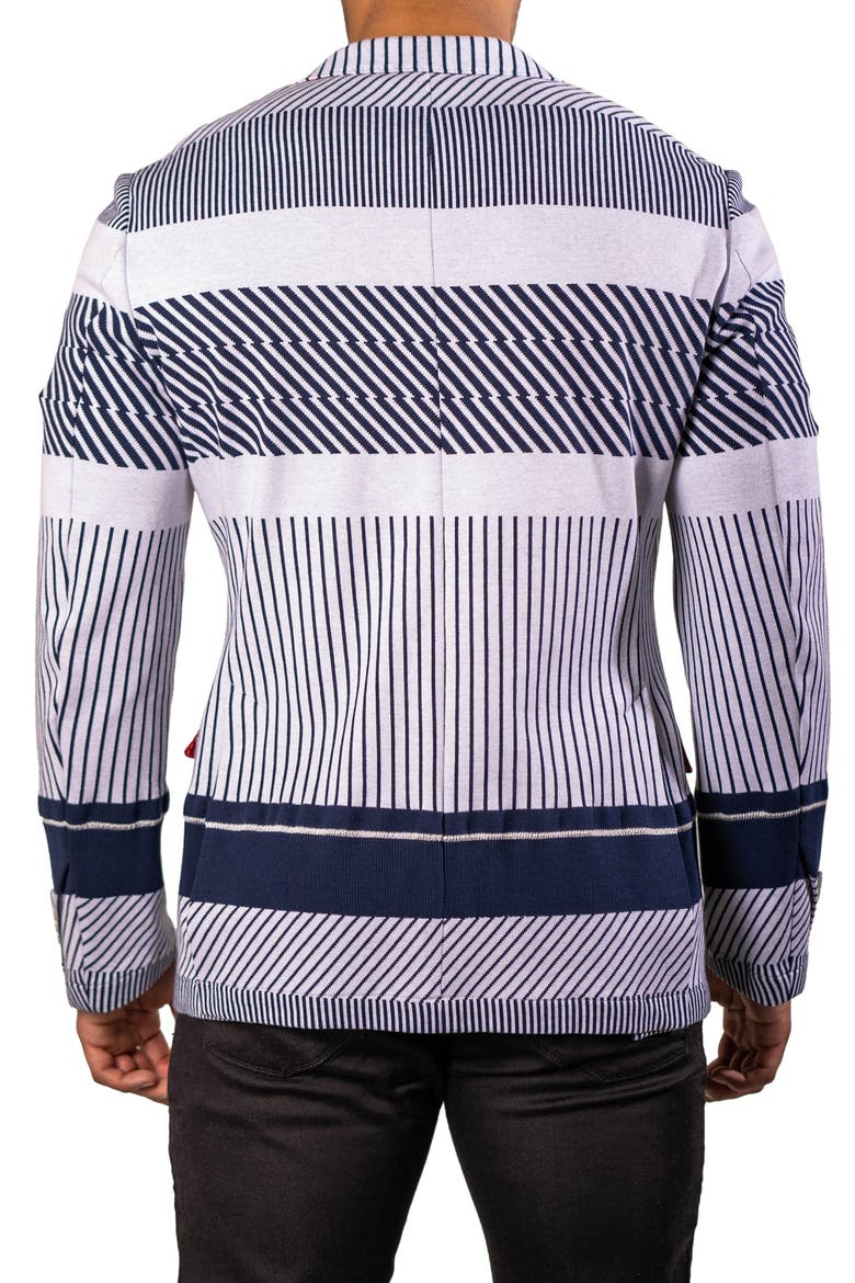 Stripe Unconstructed Knit Blazer, Alternate, color, BLUE