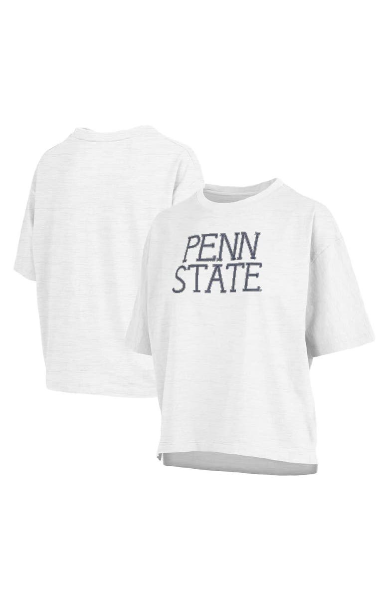 PRESSBOX Women's Pressbox White Penn State Nittany Lions Motley Crew Chain Stitch Slub Waist Length Boxy T-Shirt, Main, color, 